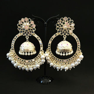 Aisha White Jumbo Mirror Jhumki Hoop Earrings - ECLAT INDIAN JEWELSEarringsWhite