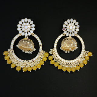 Aisha Yellow Jumbo Mirror Jhumki Hoop Earrings - ECLAT INDIAN JEWELSEarringsYellow