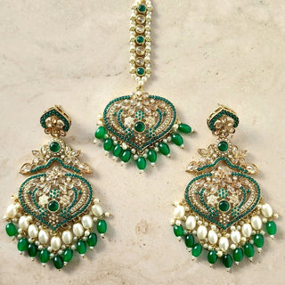 Aishwarya Green Polki Tikka Set - ECLAT INDIAN JEWELSTikka SetsGreen