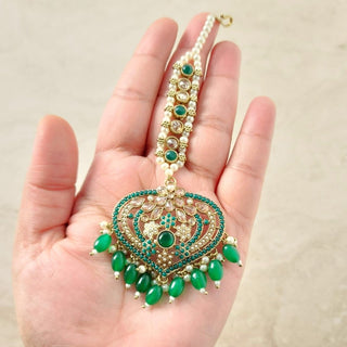 Aishwarya Green Polki Tikka Set - ECLAT INDIAN JEWELSTikka SetsGreen