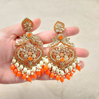 Aishwarya Orange Polki Tikka Set - ECLAT INDIAN JEWELSTikka SetsOrange