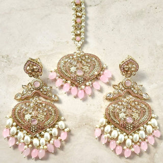 Aishwarya Pink Polki Tikka Set - ECLAT INDIAN JEWELSTikka SetsPink