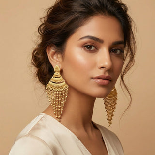 Alia 20k Gold Plated Shoulder Duster Earrings - Luxury Collection - ECLAT INDIAN JEWELSEarringsGold