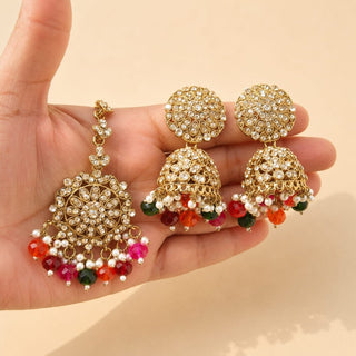 Alia Multicolour Choker Necklace Set with Tikka & Passa - ECLAT INDIAN JEWELSNecklace SetsMulticolour