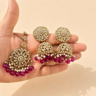 Alia Purple Choker Necklace Set with Tikka & Passa - ECLAT INDIAN JEWELSNecklace SetsPurple