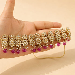 Alia Purple Choker Necklace Set with Tikka & Passa - ECLAT INDIAN JEWELSNecklace SetsPurple