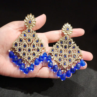 Alice Blue Kundan Earrings - ECLAT INDIAN JEWELSEarringsBlue