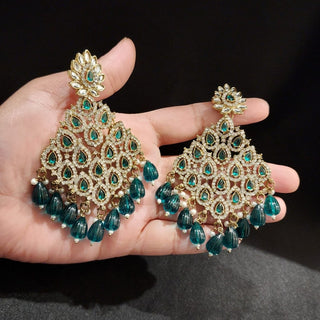 Alice Green Kundan Earrings - ECLAT INDIAN JEWELSEarringsGreen