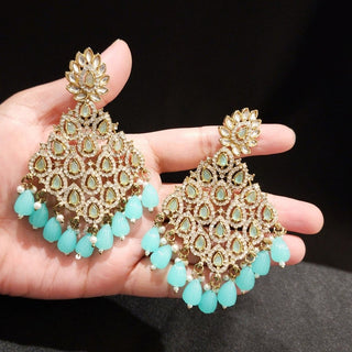 Alice Light Blue Kundan Earrings - ECLAT INDIAN JEWELSEarringsBlue