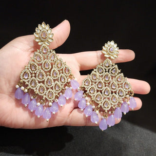 Alice Light Purple Kundan Earrings - ECLAT INDIAN JEWELSEarringsPurple