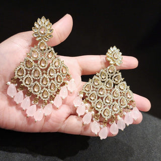 Alice Pink Kundan Earrings - ECLAT INDIAN JEWELSEarringsPink