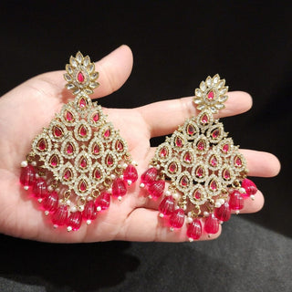 Alice Pink Kundan Earrings - ECLAT INDIAN JEWELSEarringsPink