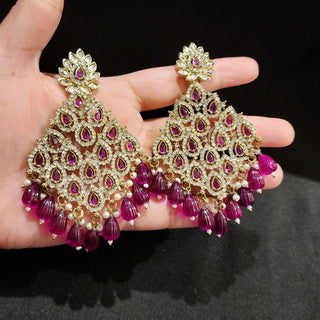 Alice Purple Kundan Earrings - ECLAT INDIAN JEWELSEarringsPurple