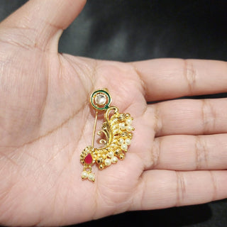 Alina Maharashtrian Red Gold Nath (no piercing needed) - ECLAT INDIAN JEWELSNose Ring (Nath)Red