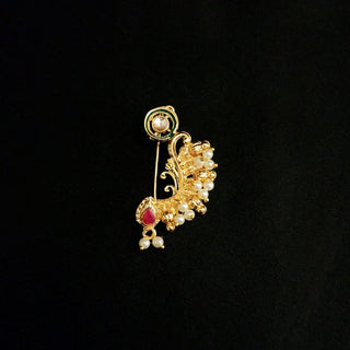 Alina Maharashtrian Red Gold Nath (no piercing needed) - ECLAT INDIAN JEWELSNose Ring (Nath)Red