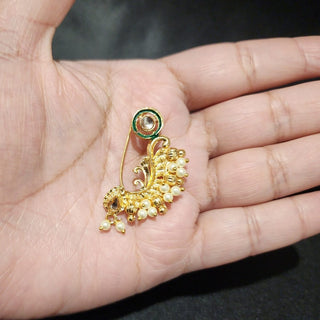 Alina Maharashtrian White Gold Nath (no piercing needed) - ECLAT INDIAN JEWELSNose Ring (Nath)Gold