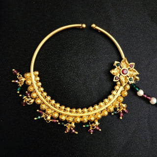 Alira Multicolour Gold Pearl Nath (no piercing needed) - ECLAT INDIAN JEWELSNose Ring (Nath)Gold