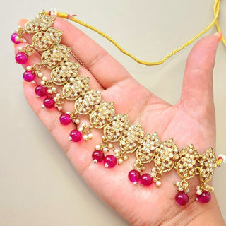 Alisha Purple Polki Choker Necklace Set with Tikka & Passa - ECLAT INDIAN JEWELSNecklace SetsPurple