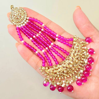 Alisha Purple Polki Choker Necklace Set with Tikka & Passa - ECLAT INDIAN JEWELSNecklace SetsPurple