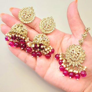 Alisha Purple Polki Choker Necklace Set with Tikka & Passa - ECLAT INDIAN JEWELSNecklace SetsPurple