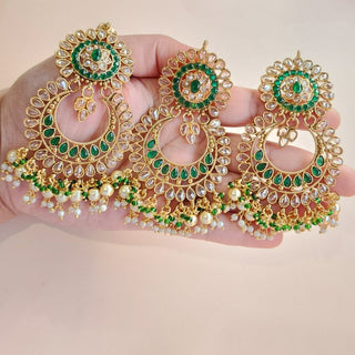 Alison Green Polki Necklace Set with Tikka - ECLAT INDIAN JEWELSNecklace SetsGreen
