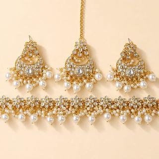 Alivia White Kundan Choker Necklace Set - ECLAT INDIAN JEWELSNecklace SetsMulticolor