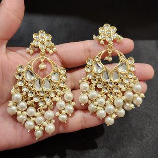 Allison White Uncut Kundan Earrings - ECLAT INDIAN JEWELSEarringsWhite