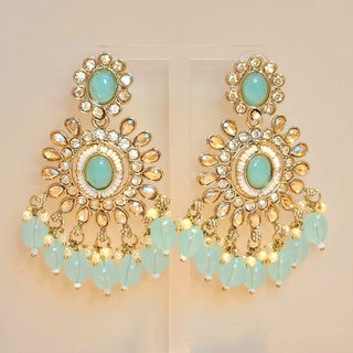 Alyssa Light Blue Polki Necklace Set with Tikka - ECLAT INDIAN JEWELSNecklace SetsBlue