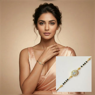 Amelia Hand CZ Diamond Mangalsutra Bracelet - ECLAT INDIAN JEWELSMangalsutraWhite