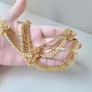 Amina Bridal 5 Layered Gold - Plated Anklets / Payal - ECLAT INDIAN JEWELSAnklets (Payal)White