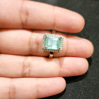 Amy Mint Green Adjustable Diamond Simulant Ring - ECLAT INDIAN JEWELSRingsGreen