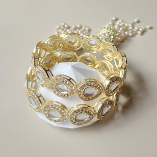 Angelina White Kundan Latkan Kada Bangles (Pair) (2.4, 2.6, 2.8, 2.10) - ECLAT INDIAN JEWELSBangle, Kadas & Bracelets2.6