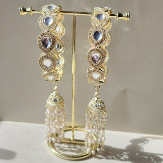 Angelina White Kundan Latkan Kada Bangles (Pair) (2.4, 2.6, 2.8, 2.10) - ECLAT INDIAN JEWELSBangle, Kadas & Bracelets2.6