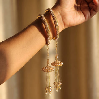 Angella Gold Detachable Latkan Kada Bangles (Pair) (2.4, 2.6, 2.8) - ECLAT INDIAN JEWELSBangle, Kadas & Bracelets2.6