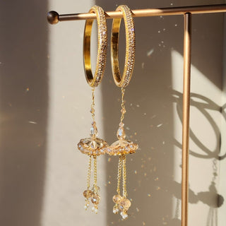 Angella Gold Detachable Latkan Kada Bangles (Pair) (2.4, 2.6, 2.8) - ECLAT INDIAN JEWELSBangle, Kadas & Bracelets2.6