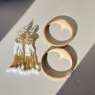 Angella White Gold Detachable Latkan Bangles (Pair) (2.4, 2.6, 2.8) - ECLAT INDIAN JEWELSBangle, Kadas & Bracelets2.6