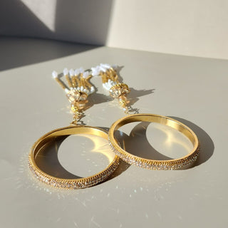 Angella White Gold Detachable Latkan Bangles (Pair) (2.4, 2.6, 2.8) - ECLAT INDIAN JEWELSBangle, Kadas & Bracelets2.6