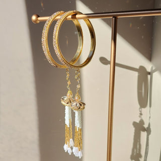 Angella White Gold Detachable Latkan Bangles (Pair) (2.4, 2.6, 2.8) - ECLAT INDIAN JEWELSBangle, Kadas & Bracelets2.6