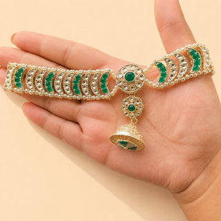 Anna Green Borla Kundan Sheesh Phool - ECLAT INDIAN JEWELSMatha Patti, Sheesh PhoolGreen