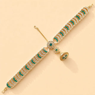 Anna Green Borla Kundan Sheesh Phool - ECLAT INDIAN JEWELSMatha Patti, Sheesh PhoolGreen