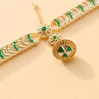 Anna Green Borla Kundan Sheesh Phool - ECLAT INDIAN JEWELSMatha Patti, Sheesh PhoolGreen