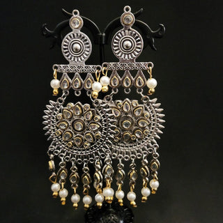 Antonia Shoulder Duster German Silver Earrings - ECLAT INDIAN JEWELSEarringsSilver