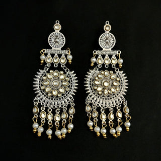 Antonia Shoulder Duster German Silver Earrings - ECLAT INDIAN JEWELSEarringsSilver