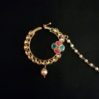 Arabella Multicolour Gold Nath (no piercing needed) - ECLAT INDIAN JEWELSNose Ring (Nath)Gold