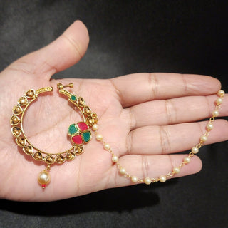 Arabella Multicolour Gold Nath (no piercing needed) - ECLAT INDIAN JEWELSNose Ring (Nath)Gold