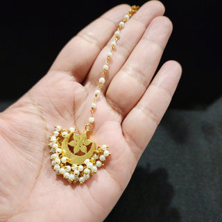 Arden White Pachi Kundan 20k Gold plated Mini Maang Tikka - ECLAT INDIAN JEWELSMaang TikkaWhite