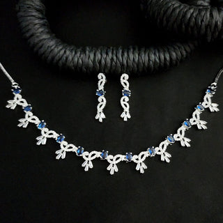 Ariel Blue CZ Diamond Simulant Necklace Set - ECLAT INDIAN JEWELSNecklace SetsBlue