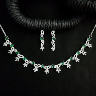 Ariel Green CZ Diamond Simulant Necklace Set - ECLAT INDIAN JEWELSNecklace SetsGreen