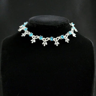 Ariel Light Blue CZ Diamond Simulant Necklace Set - ECLAT INDIAN JEWELSNecklace SetsBlue