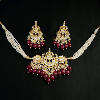 Ariel Pachi Kundan Dark Red Choker / Necklace Set Luxury Collection - ECLAT INDIAN JEWELSNecklace SetsRed